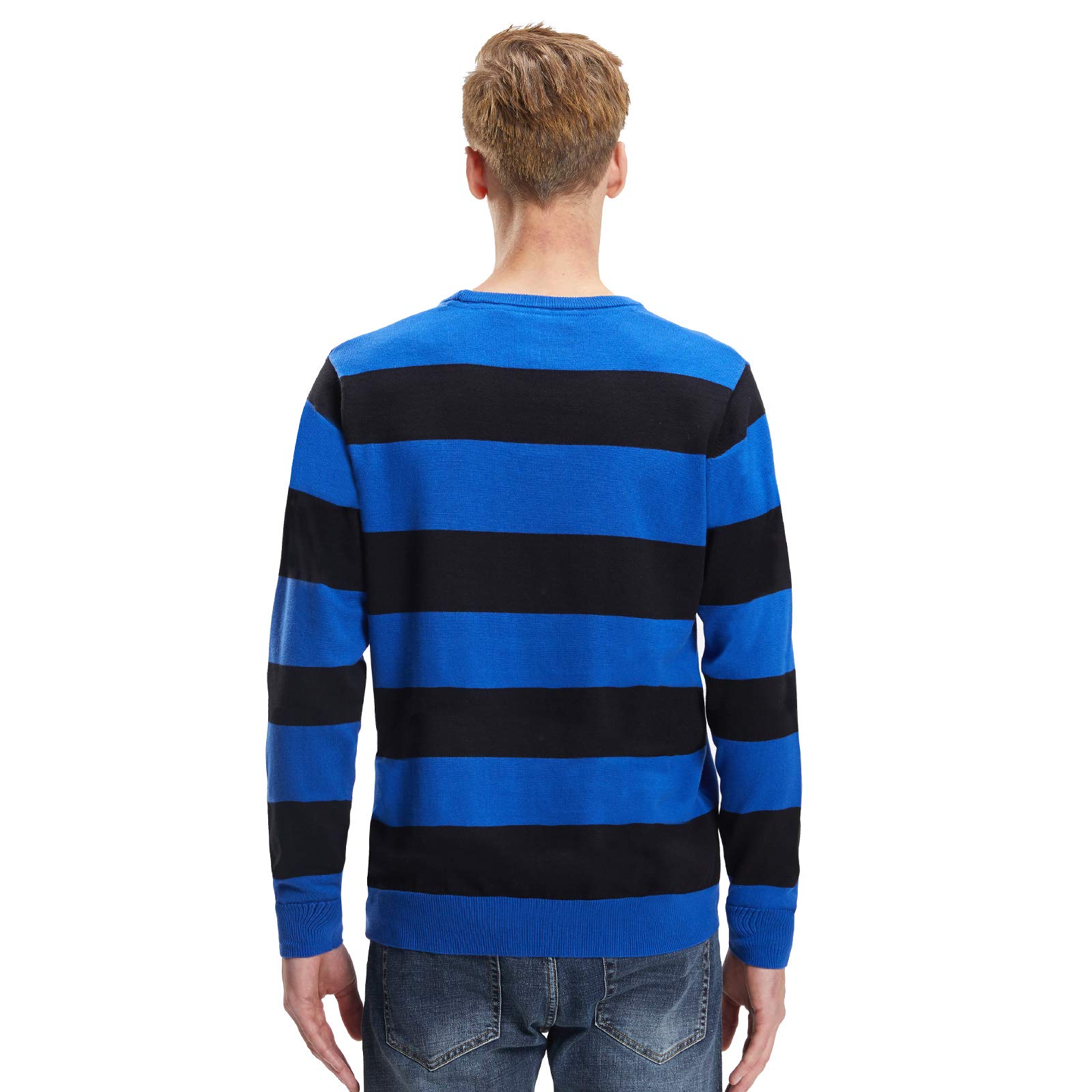 Extreme Pop Men's UK Stripe Cotton Crew Neck Knit Sweater - Soft & Comfortable Casual Pullover for Fall & Winter - Perfect for Office, Dating & Outdoor Activities