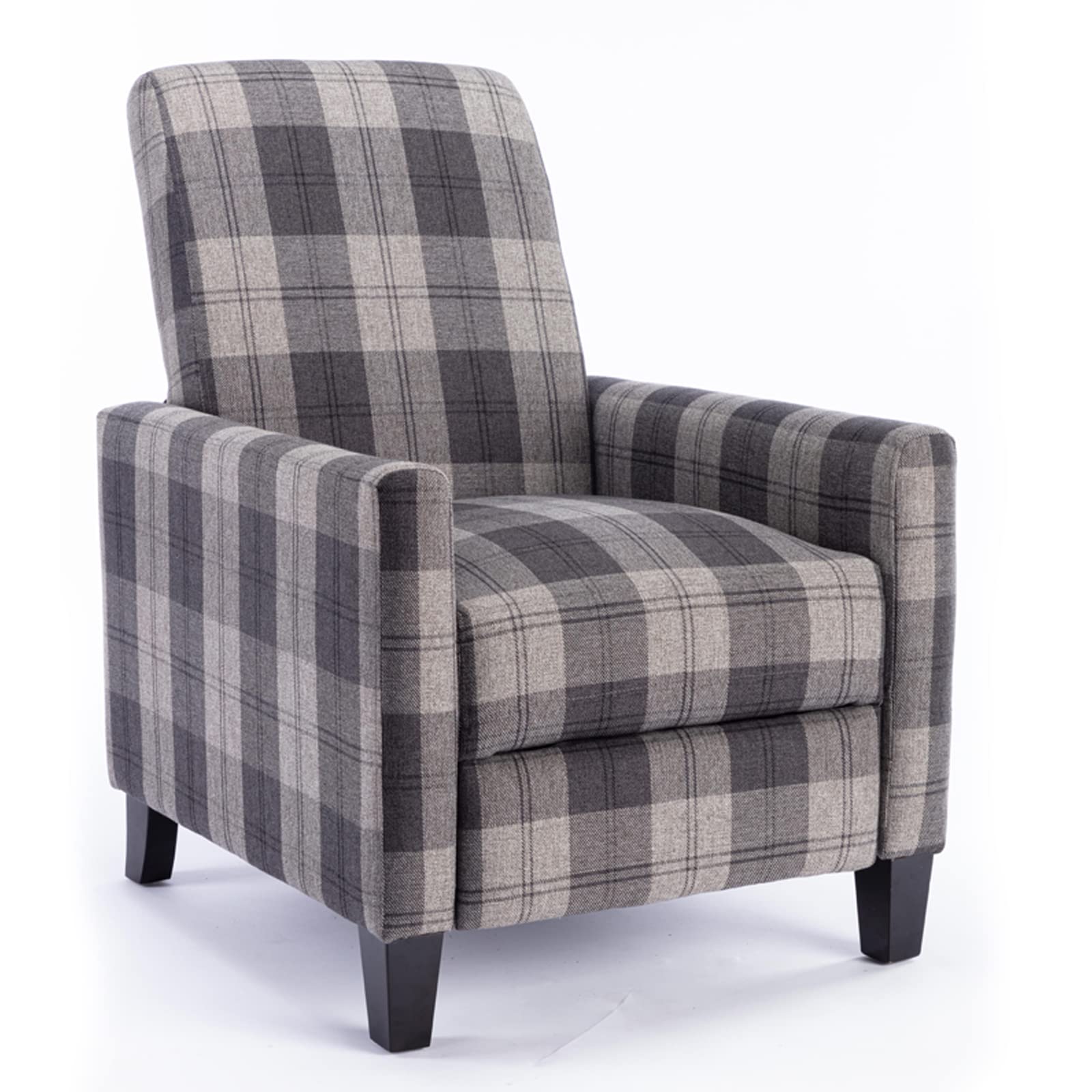 Goujxcy Push Back Recliner Accent Chair - Adjustable Footrest, Upholstered Linen Club Chair for Living Room, Home Theater & Reading - Comfortable Single Recliner Sofa (Grey) - Perfect for Relaxing, Movie Nights & Cozy Reading Nooks