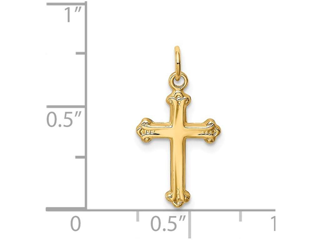14K Yellow Gold Cross Pendant Necklace with 18