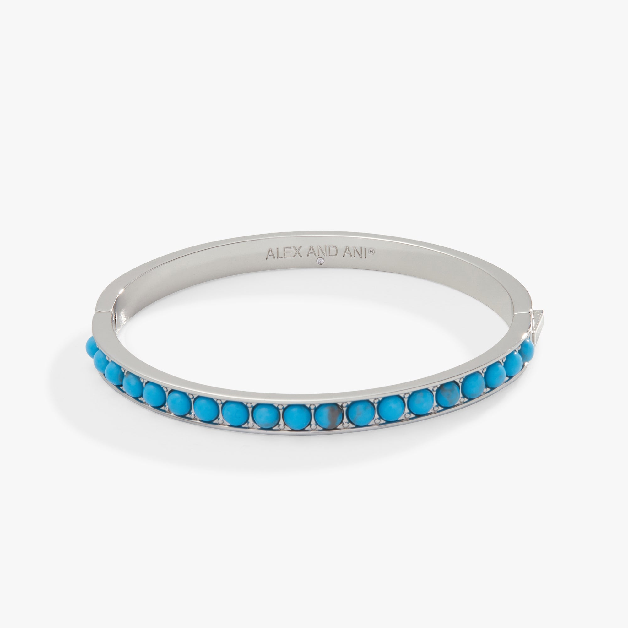 Reconstituted Turquoise Gemstone Hinge Bangle Bracelet - Elegant Jewelry for Women, Boho Chic Accessory for Casual Wear & Special Occasions