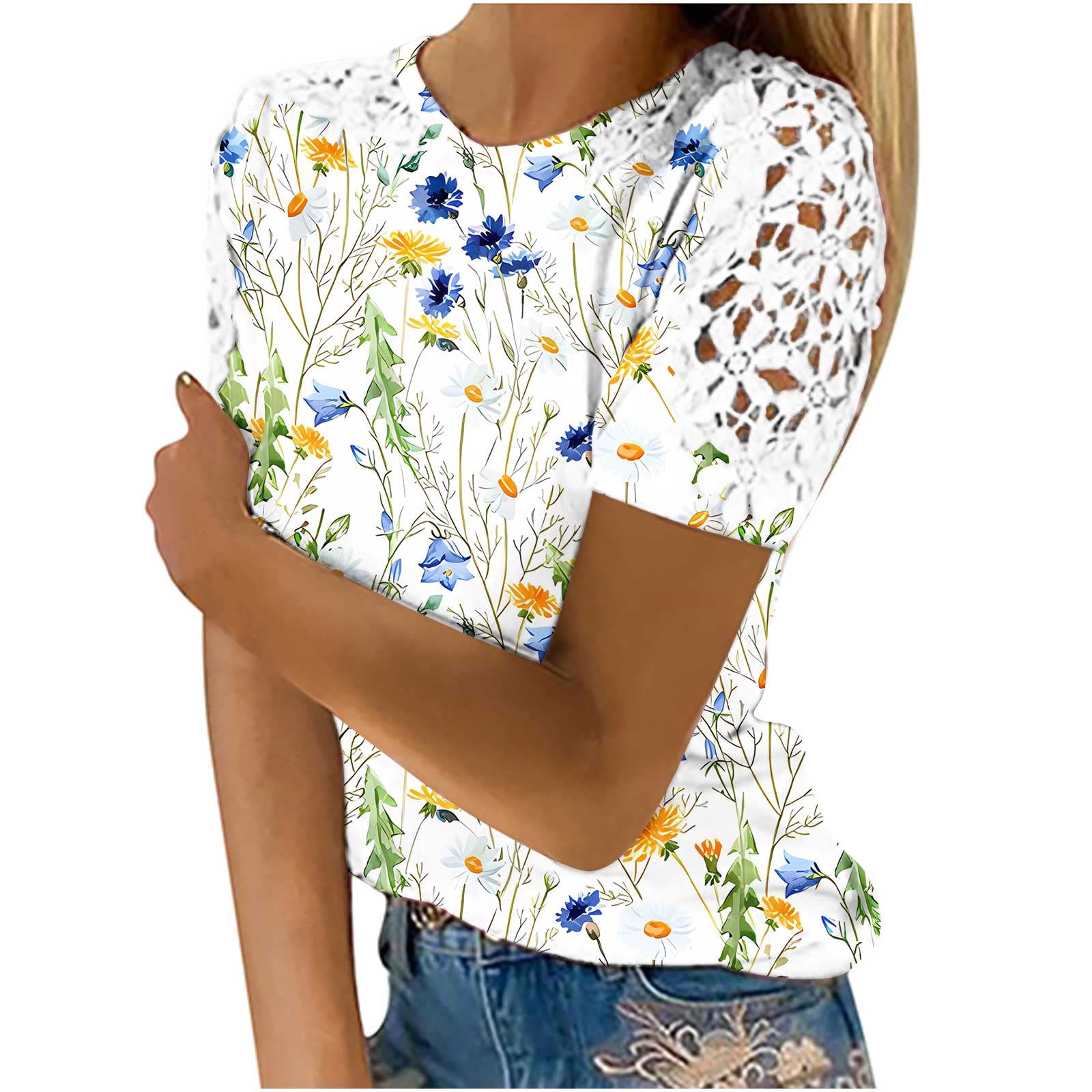 Women's Cotton T-Shirts | Casual Summer Short Sleeve Tops | Plus Size Loose Fit Tee with Dandelion Print | Perfect for Everyday Wear, Beach Outings & Weekend Errands