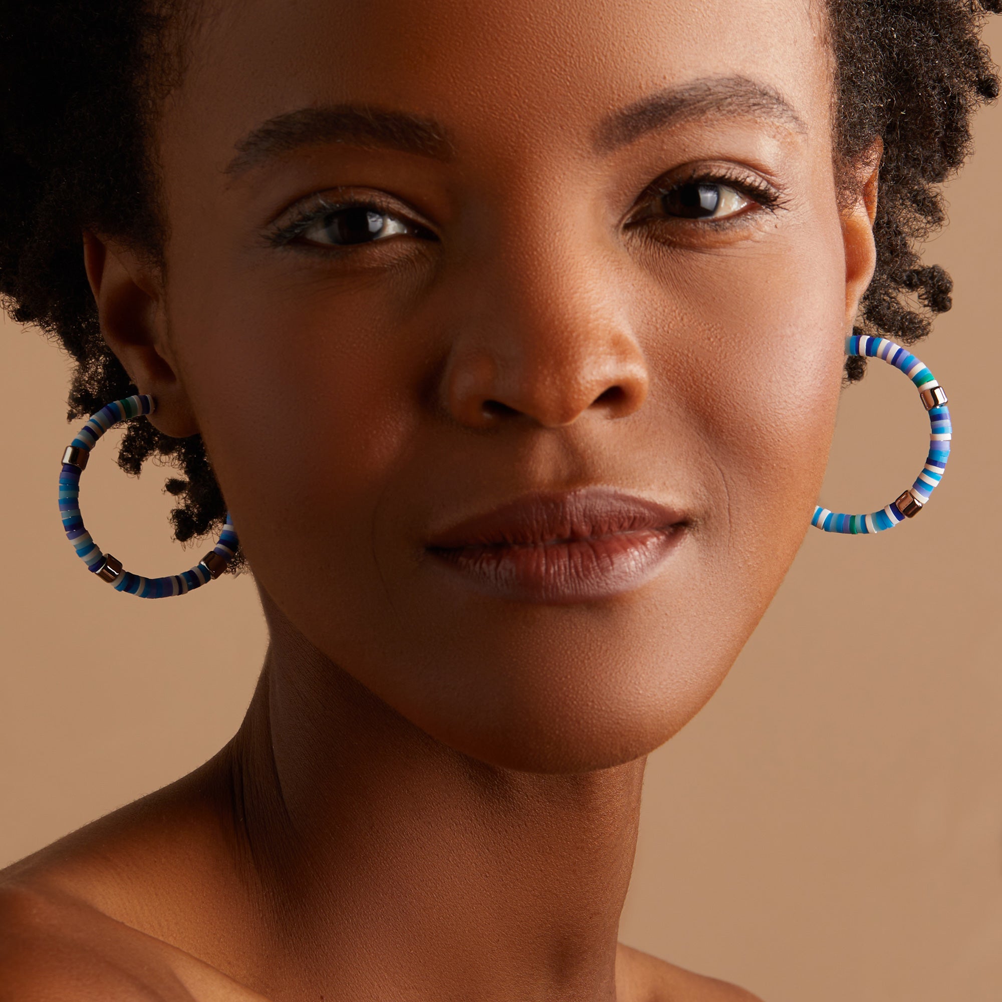 Cool Blue Beaded Hoop Earrings for Women - Trendy Bohemian Jewelry for Parties, Weddings & Everyday Wear