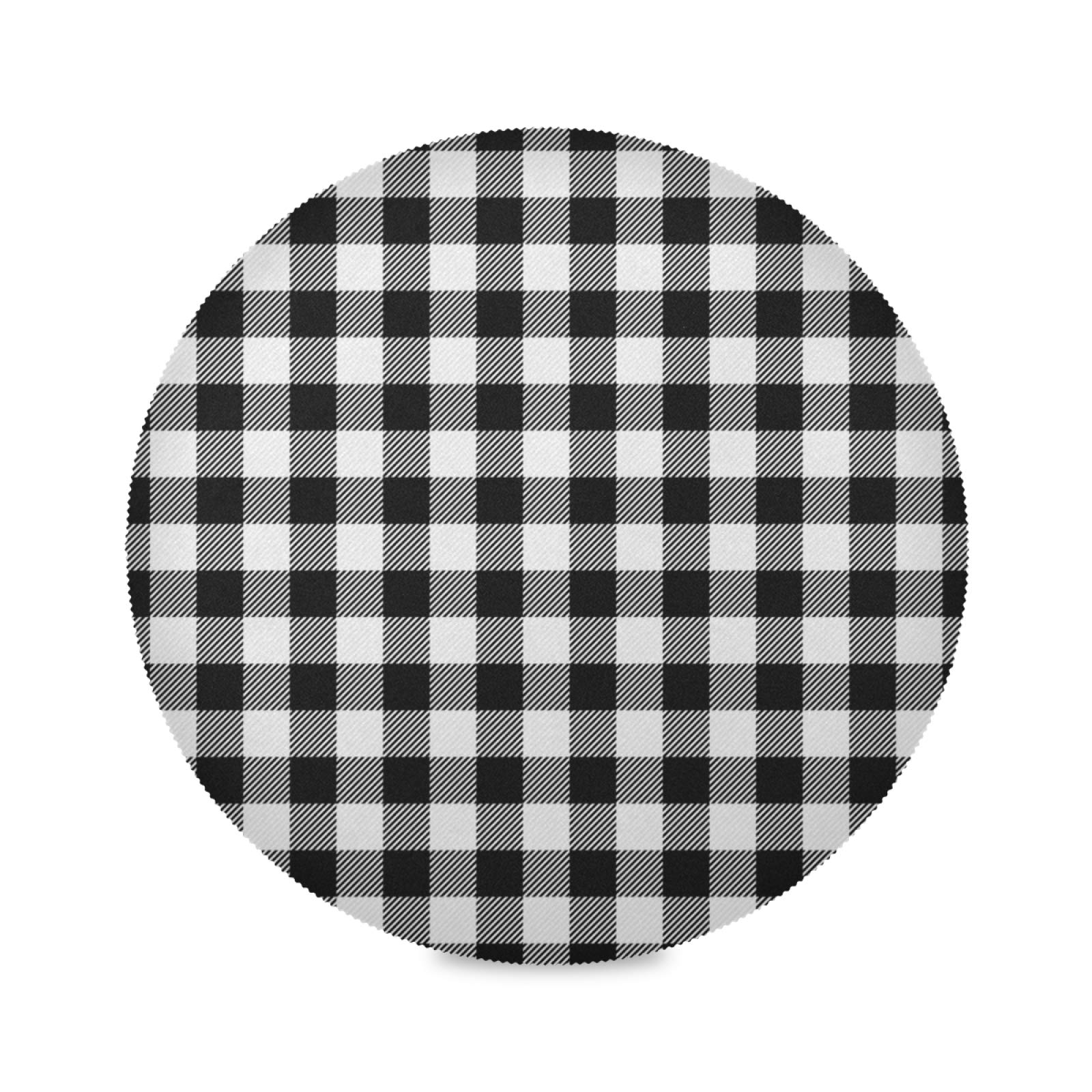 Durable Non-Slip Buffalo Plaid Round Placemats Set of 6 - Heat & Stain Resistant Table Mats for Kitchen Dining, Holiday Decor, Outdoor BBQ & Picnic - Waterproof Washable Home Decor Placemats