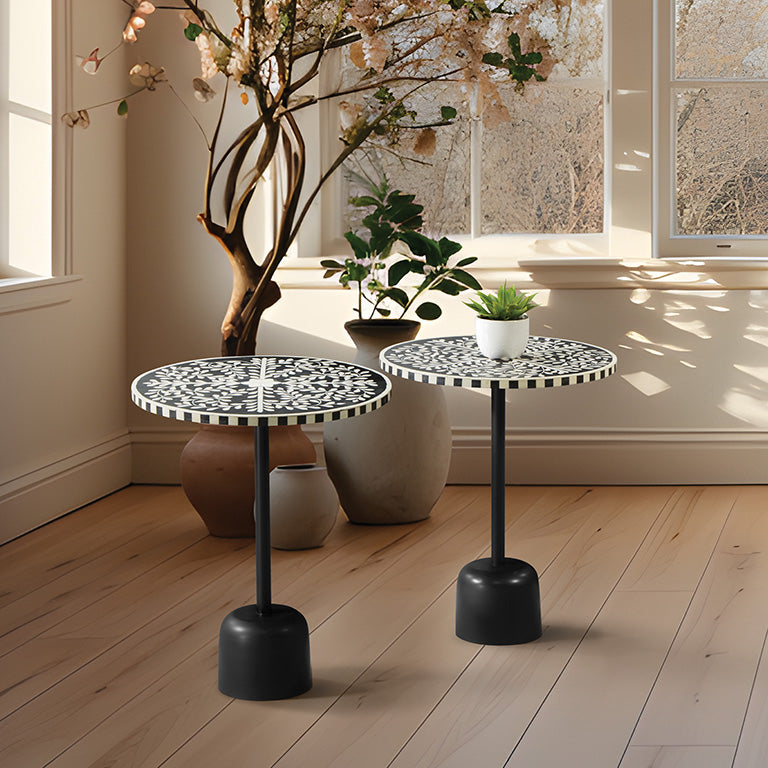 Office Star OSP Designs Mosaic Accent Table Set of 2 - Modern Side Table for Living Room, Bedroom, or Office - Small End Table with Stylish Mosaic Pattern - Perfect for Coffee, Books, and Decor