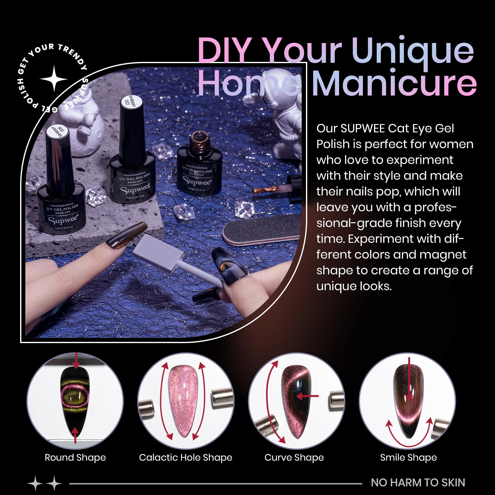 9D Magnetic Cat Eye Gel Nail Polish Set - 12 Colors Chameleon Galaxy Effect Nail Art Kit with Magnet for Professional Salon & DIY Home Manicure | Perfect for Parties, Weddings, Holidays & Special Occasions