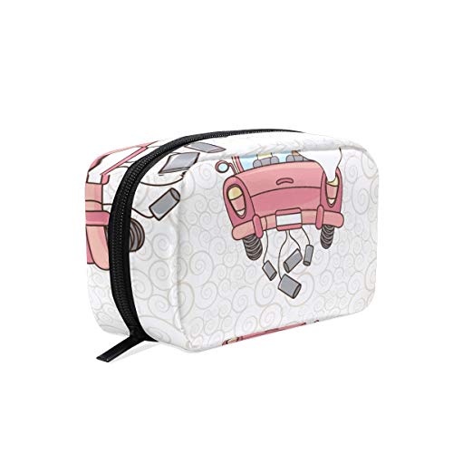 Vintage Just Married Cosmetic Bag - Black Travel Makeup Pouch for Bridal & Ladies