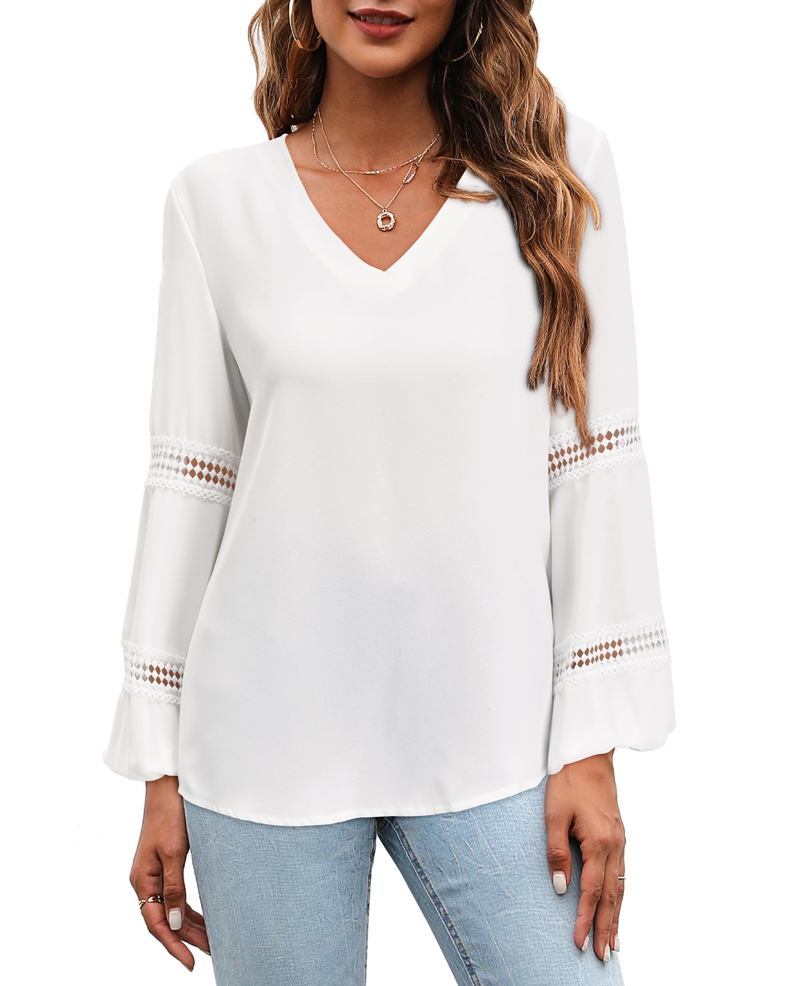 STYLEWORD Women's Blouses 2024 - Trendy Long & Short Sleeve Lace Tunic Tops for Work, Business & Casual Wear | Fall Fashion Office Shirts & Dressy Tops for Women