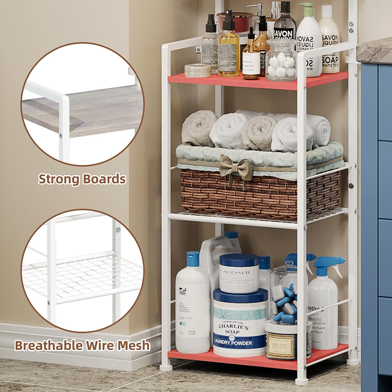 6-Tier Makeup Organizer with Storage for Cosmetics, Nail Polish & Hair Tools – Freestanding Vanity Organizer for Narrow Spaces – Perfect for Bathroom, Bedroom & Dressing Table Organization