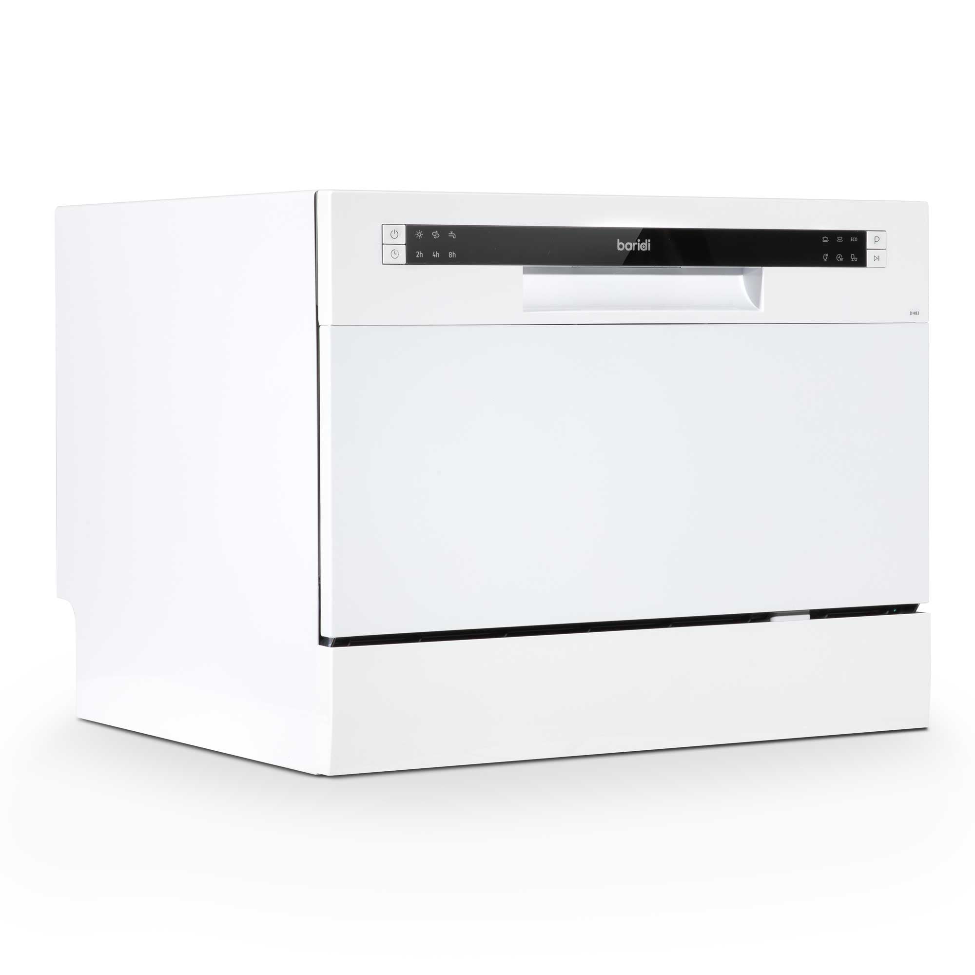 Baridi Compact Tabletop Dishwasher - 6 Place Settings, 6 Wash Programs, Ultra Quiet (42dB), 6.5L Capacity in Sleek White (Model DH83) | Perfect for Small Apartments, RVs, Dorms & Office Break Rooms
