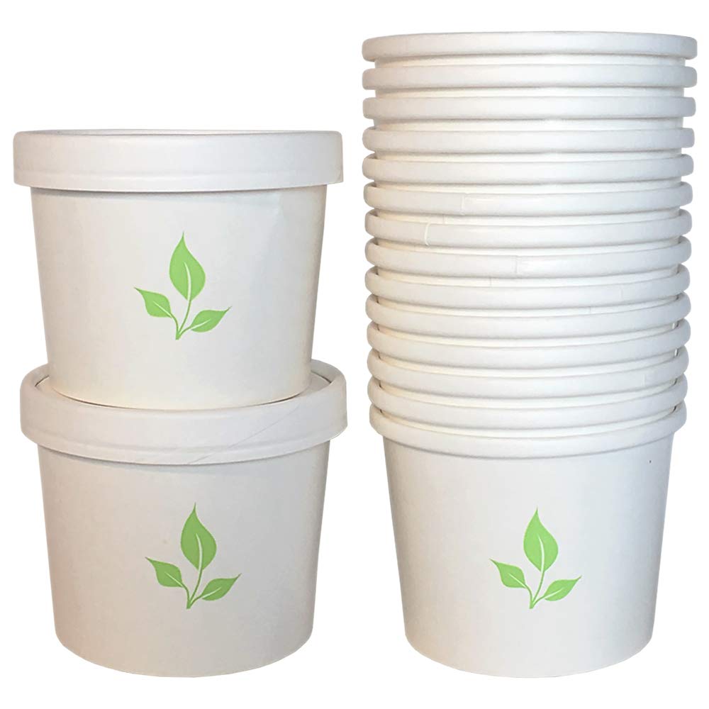 Greenvali 12oz Disposable Paper Soup Bowls with Lids (50 Pack) - Eco-Friendly Takeout Containers for Hot & Cold Foods - Perfect for Ice Cream, Yogurt, Oatmeal, Chili - Ideal for Meal Prep, Parties, Picnics & Food Storage