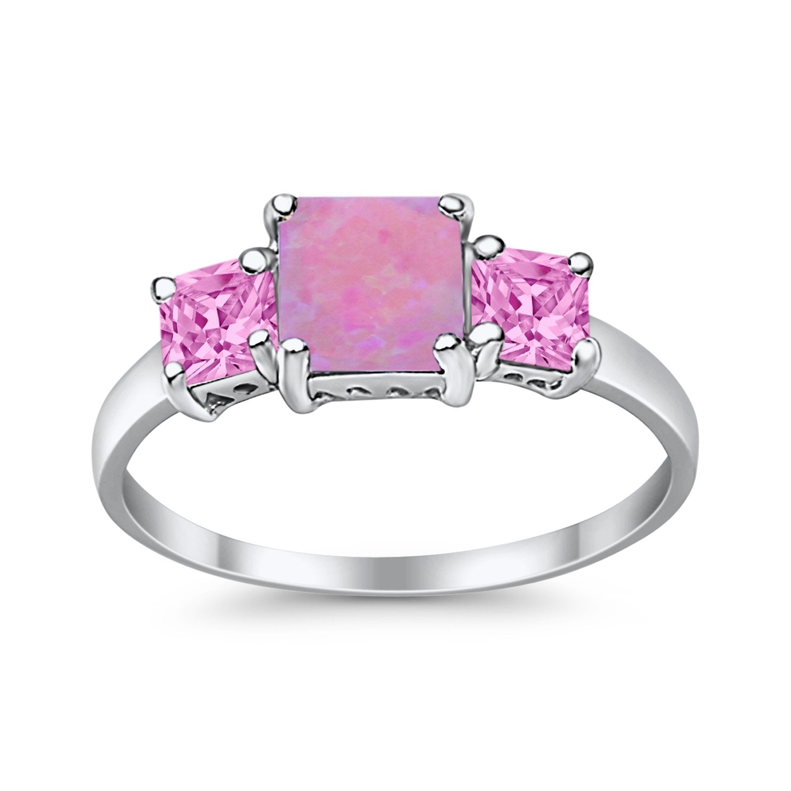 3 Stone Princess Cut Cubic Zirconia Ring - 925 Sterling Silver Fashion Jewelry for Women - Perfect for Weddings, Anniversaries & Special Occasions