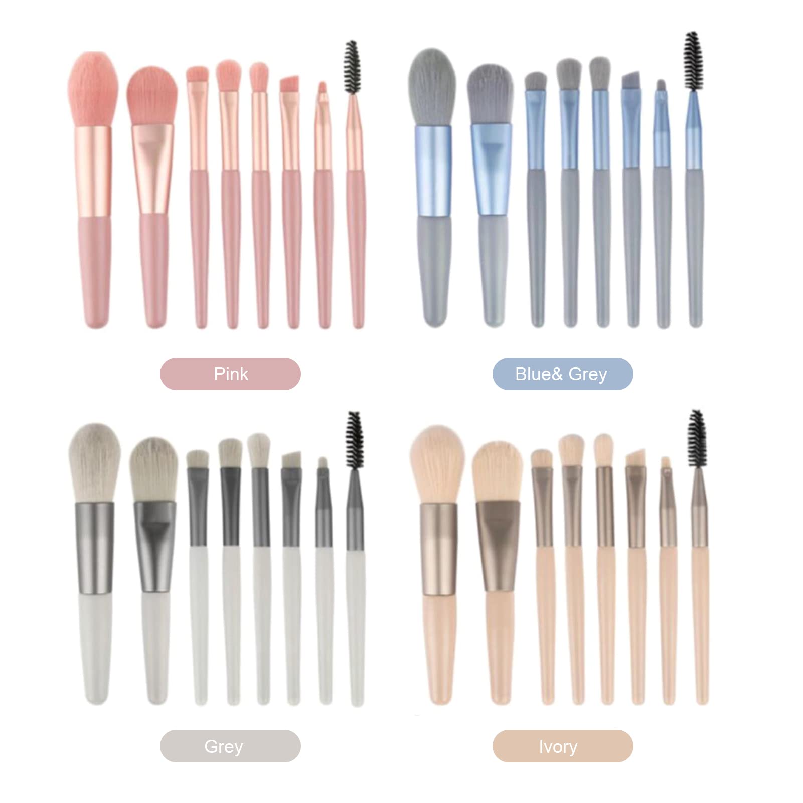 8PCS Professional Makeup Brush Set - Blush, Foundation, Eyeshadow, Concealer, Brow, Lip & Eyelash Brushes - Perfect for Beginners & Salon Use - Ideal for Daily Makeup, Special Occasions & Professional Makeup Artists