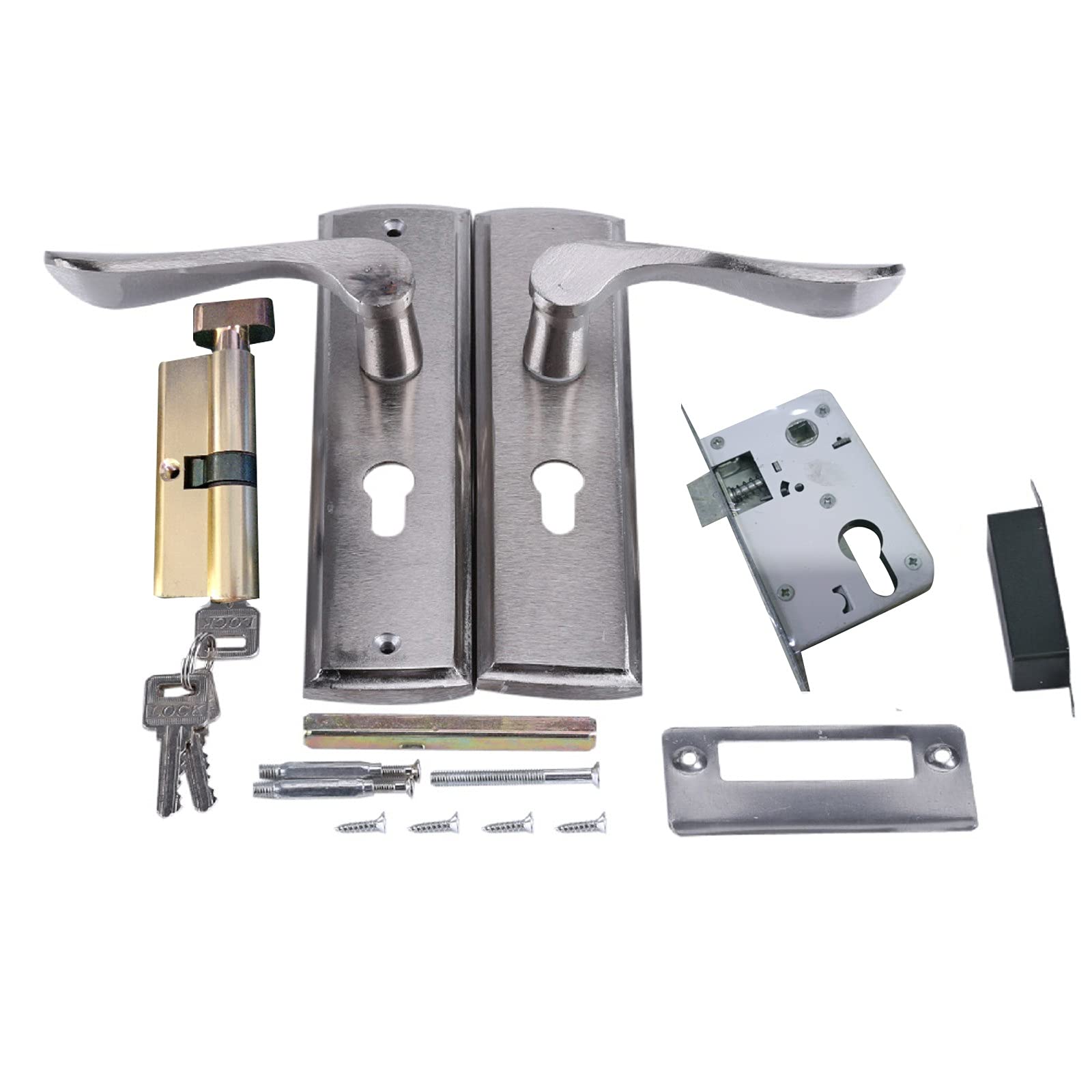 Heavy Duty Padlock with Keys - Secure Front & Back Door Lever Latch Lock for Home Security - Durable Dual Latch Room Door Panel Lock for Bedroom, Bathroom & Office Use