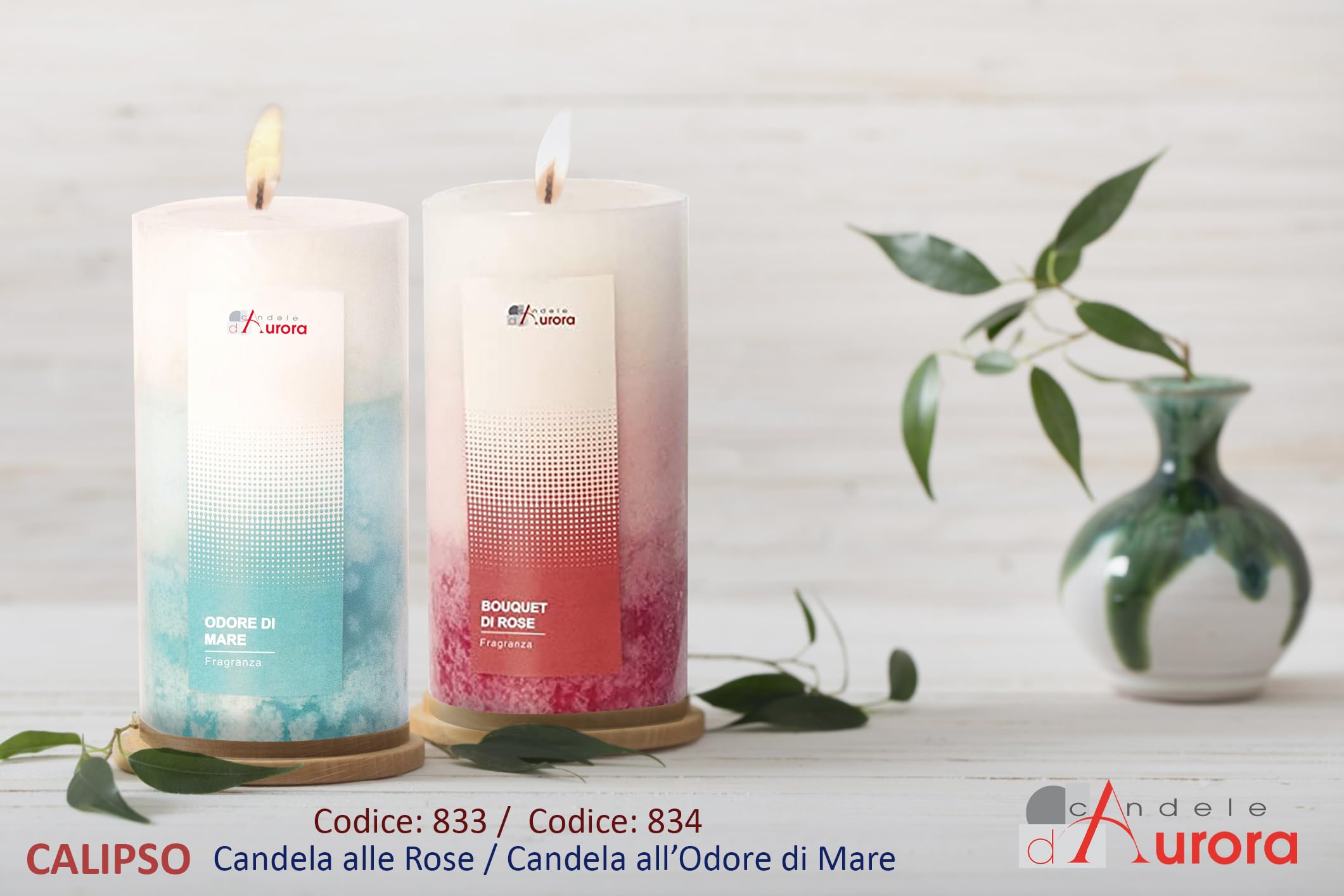 Aurora Calipso Scented 2-Layer Blue Wax Candle - 6.8 x 6.8 x 13 cm for Home Decor, Romantic Dinners & Relaxation