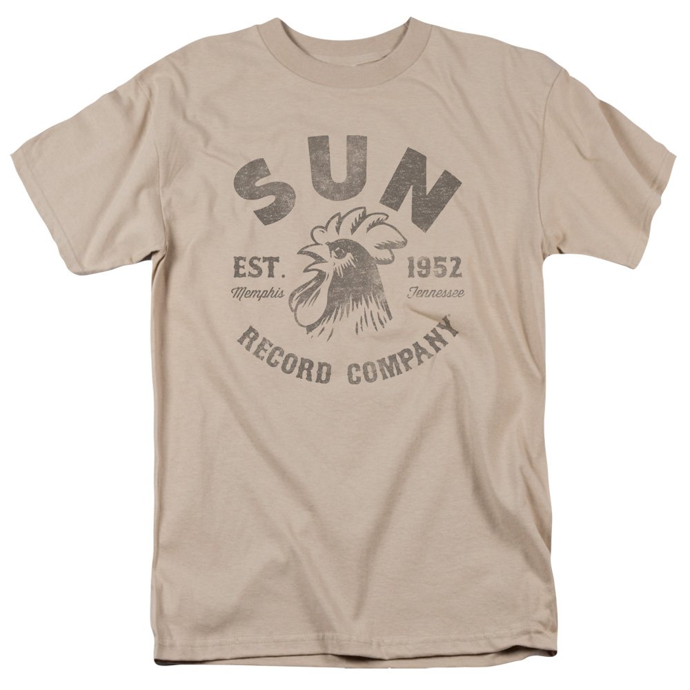 Vintage Sun Records Logo Men's Short Sleeve T-Shirt - Sand Color Medium - Retro Music Fan Gift & Casual Wear for Concerts & Summer Outings