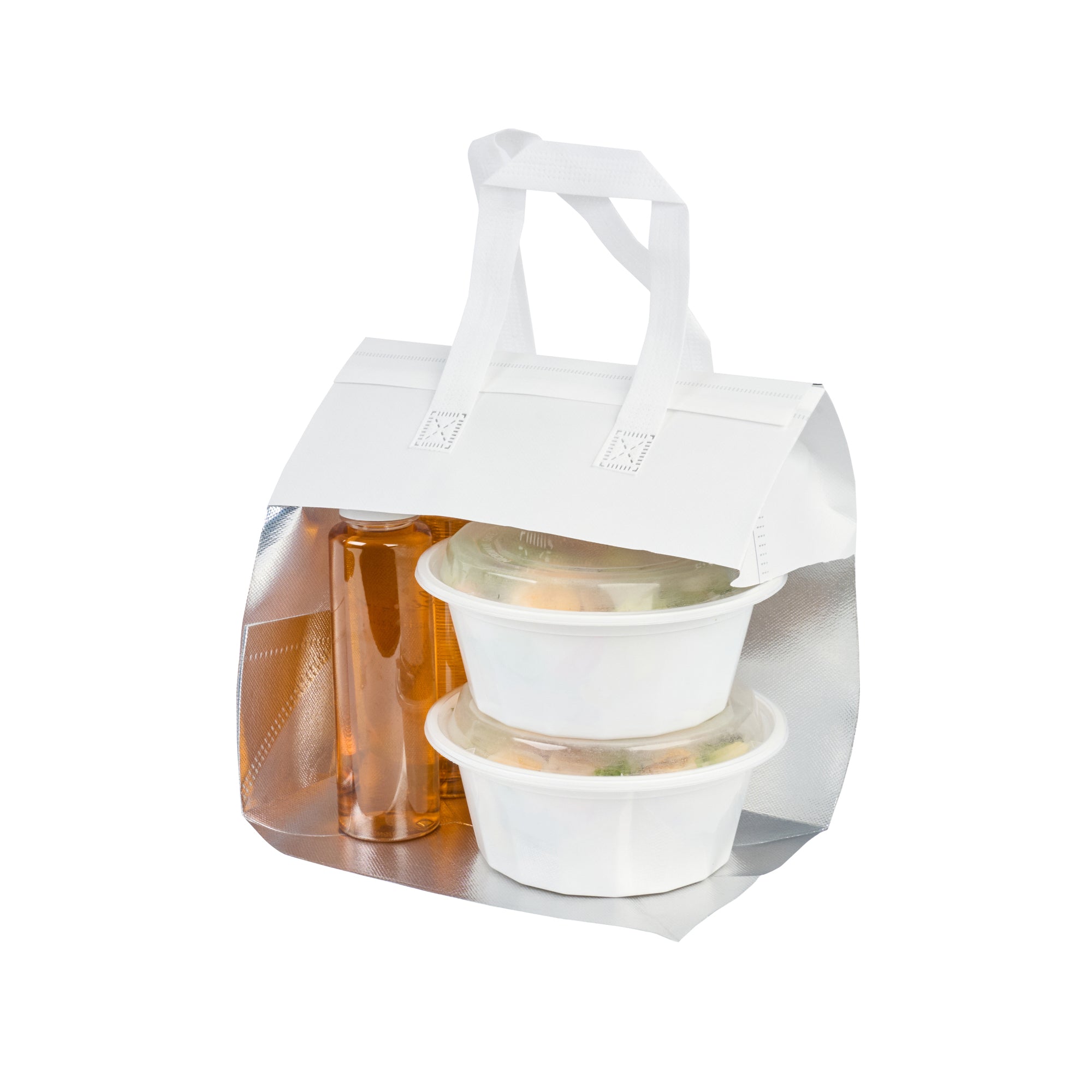 White Insulated Take Out Bags - Tamper Evident Food Delivery Bags (10.25