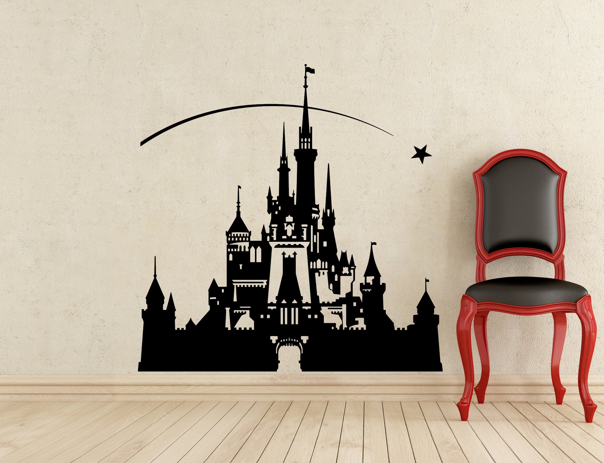 Castle Wall Decal - Removable Waterproof Vinyl Sticker for Nursery, Kids Room & Home Decor - Fantasy Themed Wall Mural Art (326z) - Perfect for Children's Bedrooms, Playrooms and Themed Parties