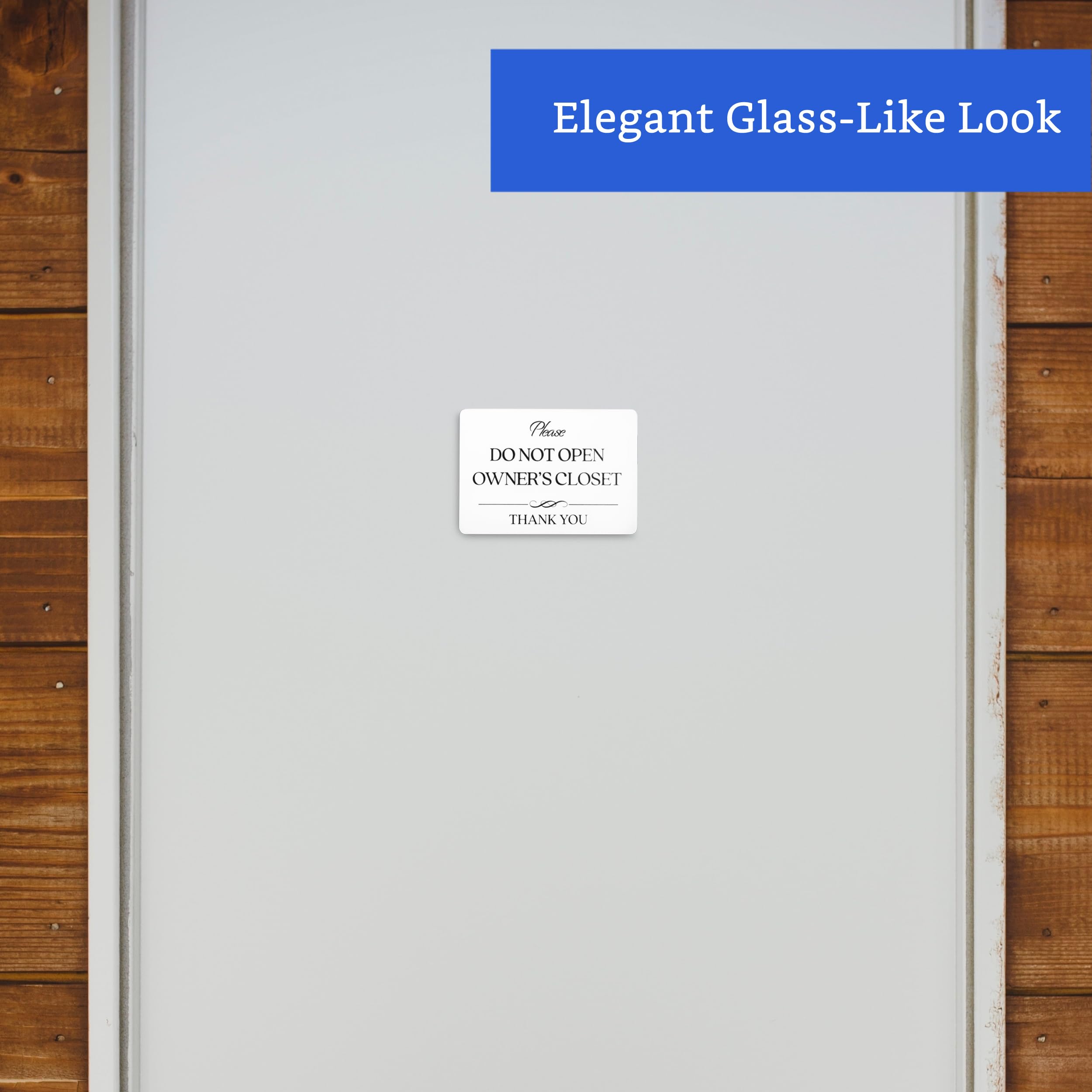 Do Not Open Owner's Closet Sign - White Acrylic 5 x 3.5 Inch - Private Door Sign for Airbnb, Vrbo & Short Term Rentals - Perfect for Hosts & Property Managers - Essential for Bedrooms, Storage Rooms & Restricted Areas