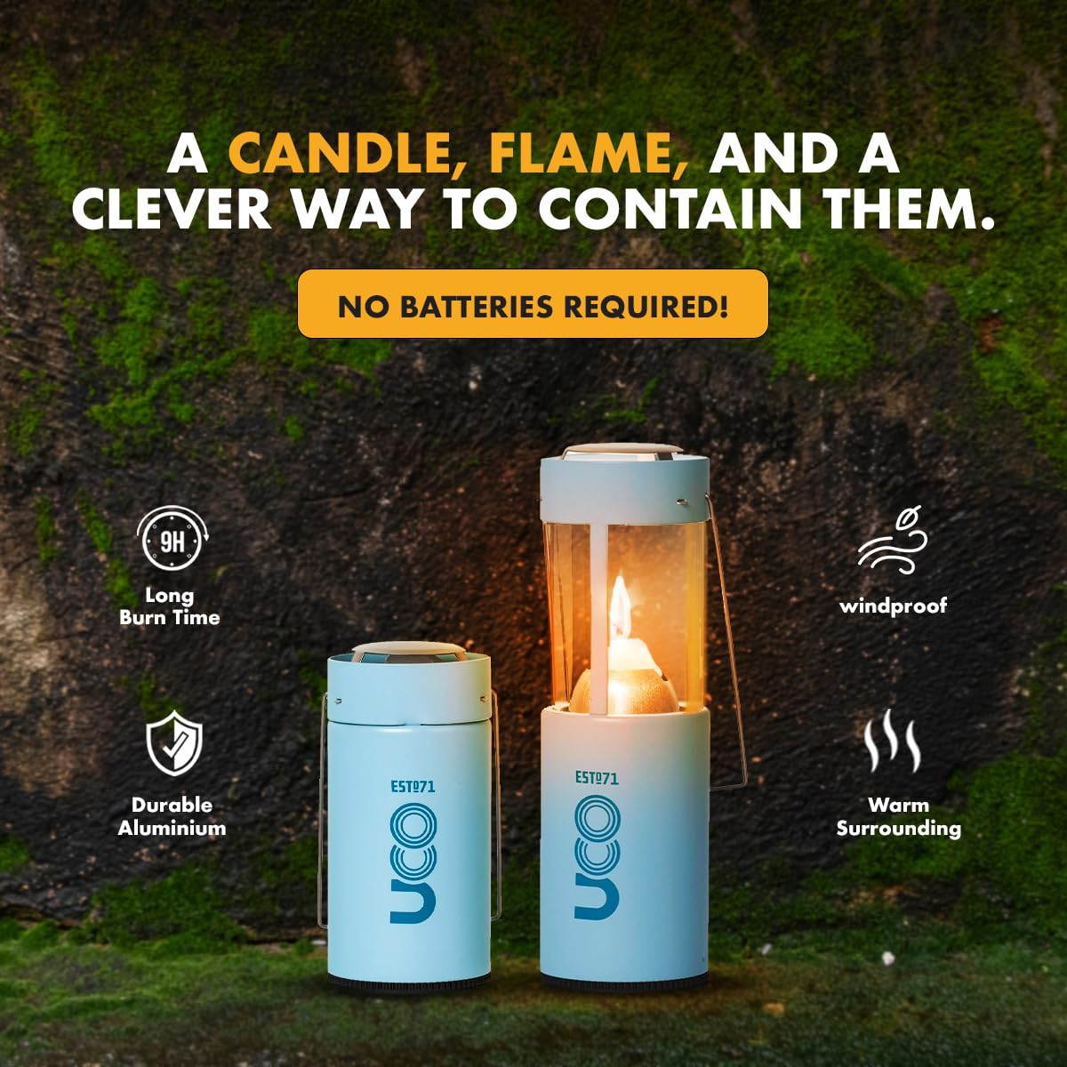 UCO Original Candle Lantern Kit - Powder Coated Outdoor Camping Light for Hiking, Backpacking & Emergency Preparedness