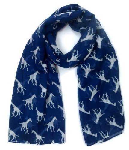 Women's Giraffe Print Scarf - Navy Blue Fashion Accessory for Running & Outdoor