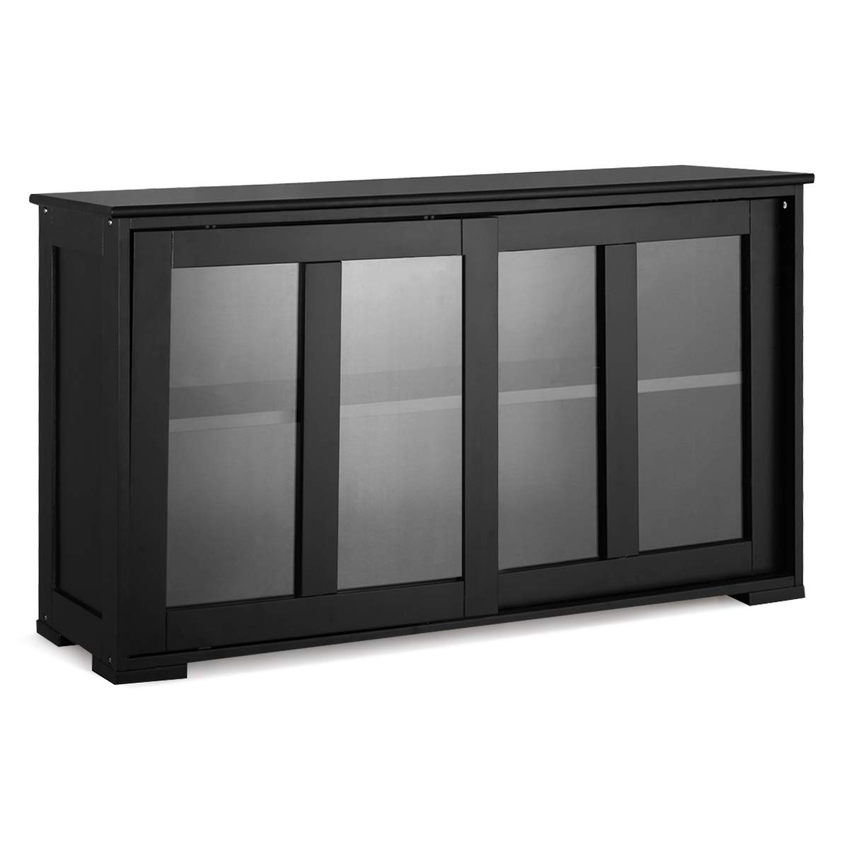 Giantex Modern Wood Buffet Sideboard with Sliding Doors - Adjustable Shelf Storage Cabinet, Kitchen Pantry Cupboard & Living Room Dining Room Console Table - Perfect for Home Storage & Entertaining (Black)