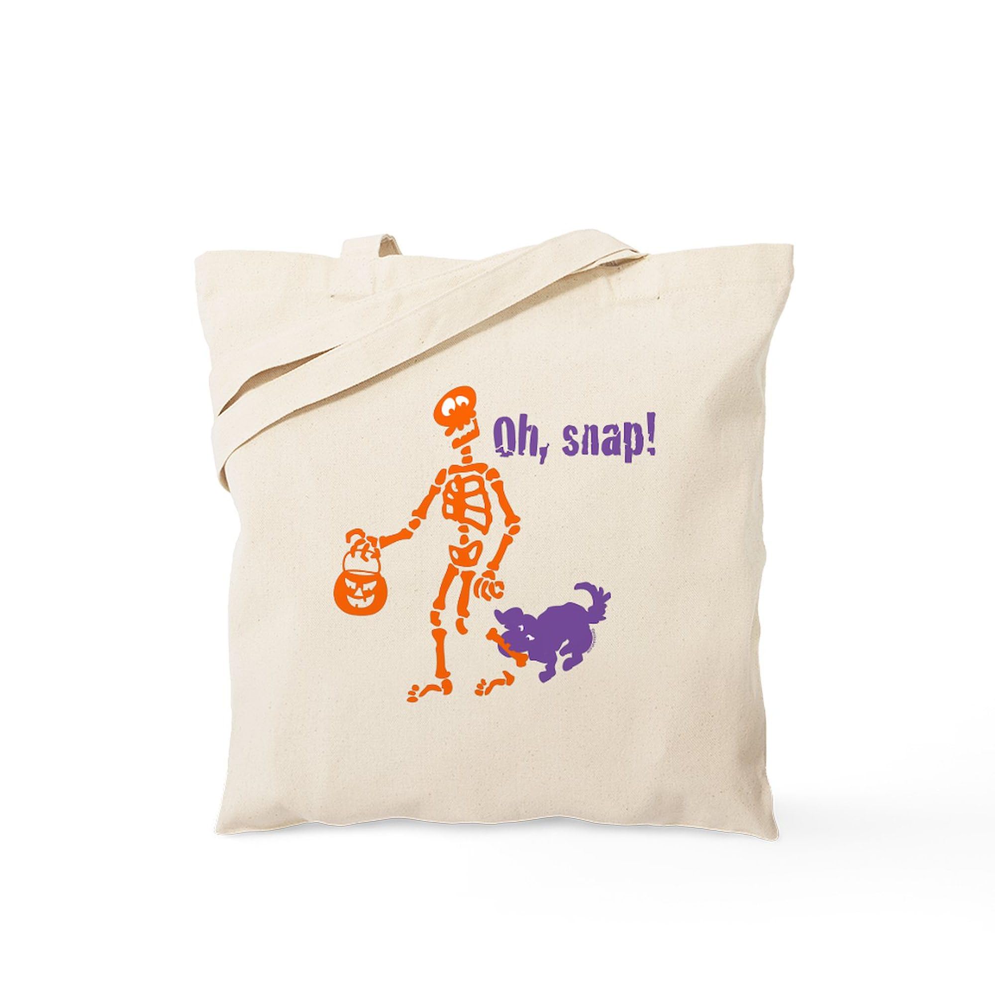 Eco-Friendly Oh, Snap Skeleton Canvas Tote Bag - Reusable Natural Shopping Bag for Groceries, Beach & Daily Use