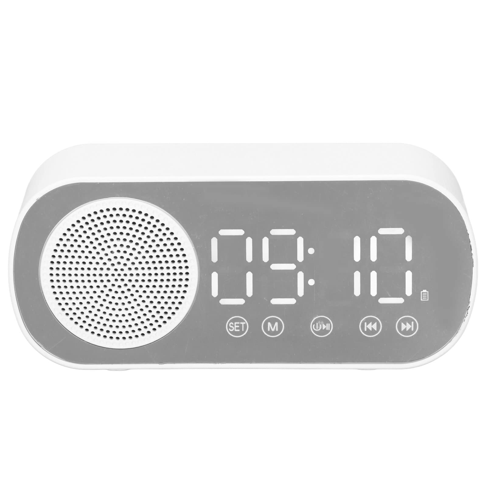 PUSOKEI Digital Alarm Clock with Bluetooth Speaker, FM Radio, Dual Alarm, Snooze & USB Charging - 1600mAh Battery Powered Bedside Clock for Home, Office, Dorm Room | Perfect for Waking Up, Music Listening & Nightstand Use