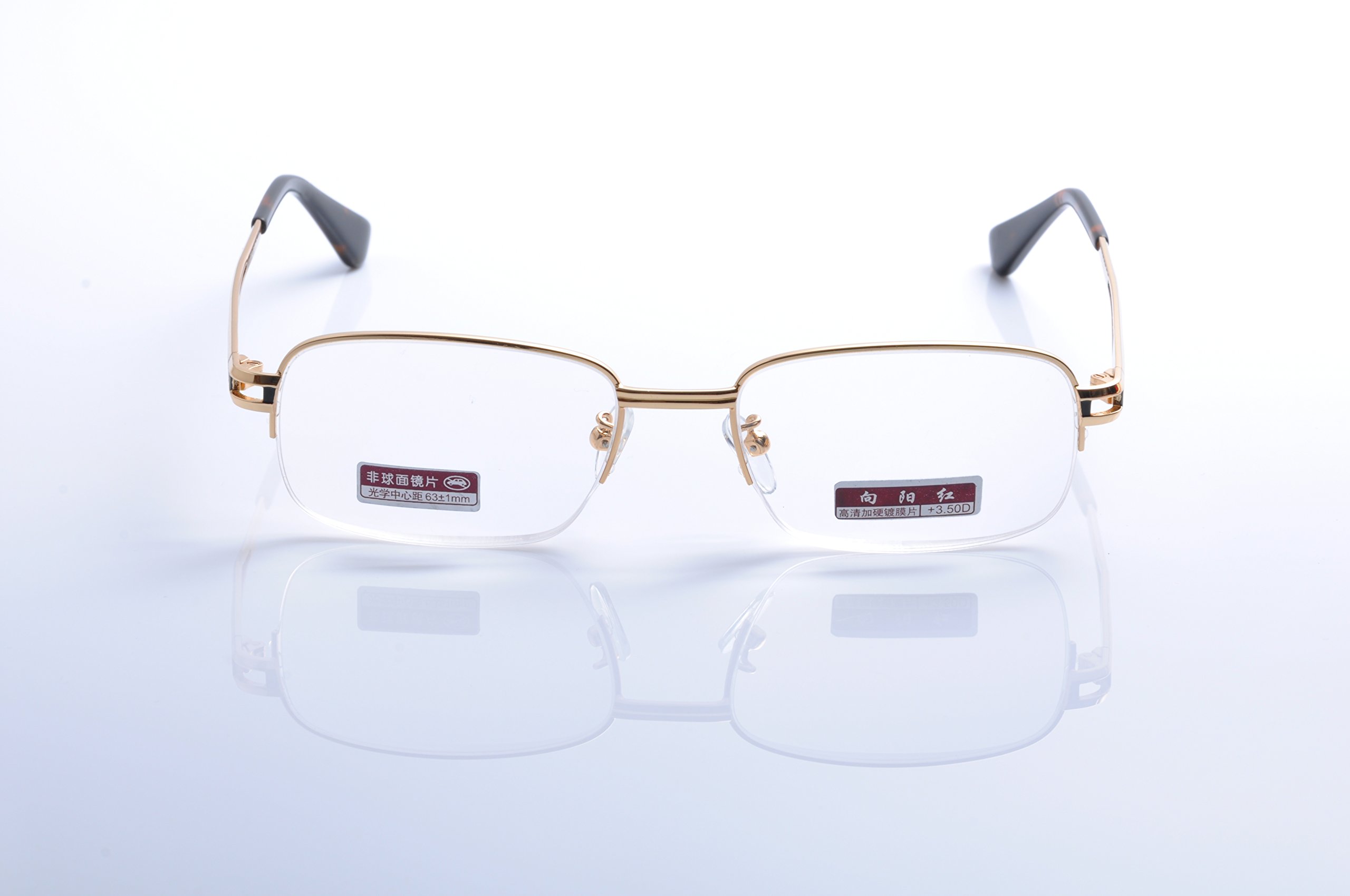 De Ding Men Women Metal Half Frame Reading Glasses - Lightweight Blue Light Blocking Readers for Office, Reading & Computer Use