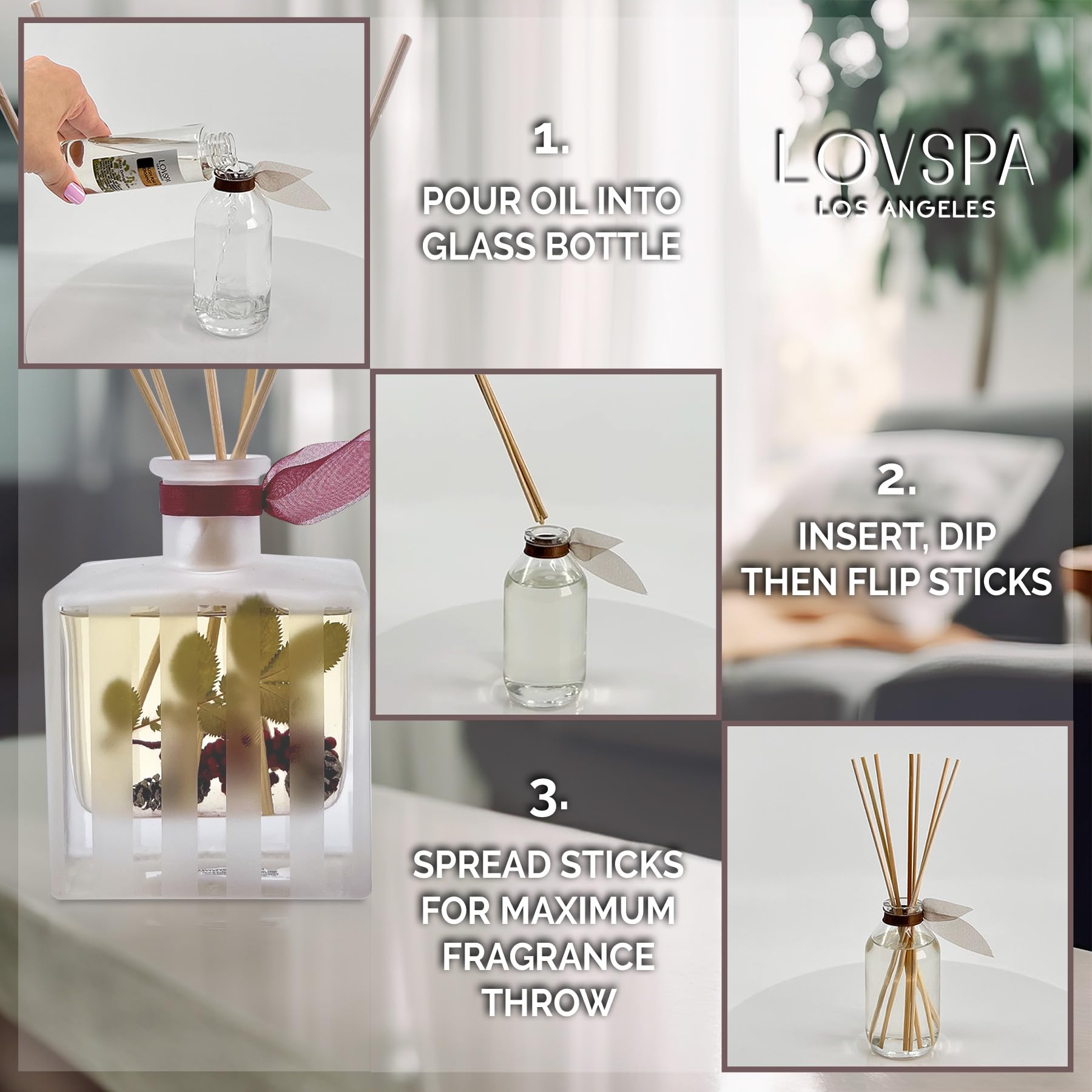 LOVSPA Spiced Pumpkin Reed Diffuser Oil Refill with Replacement Sticks - Fall Scented Home Fragrance with Pumpkin, Cinnamon, Nutmeg, Clove, Vanilla & Ginger | DIY Aromatherapy for Living Room, Bedroom, Office | USA Made Essential Oil for Autumn Decor