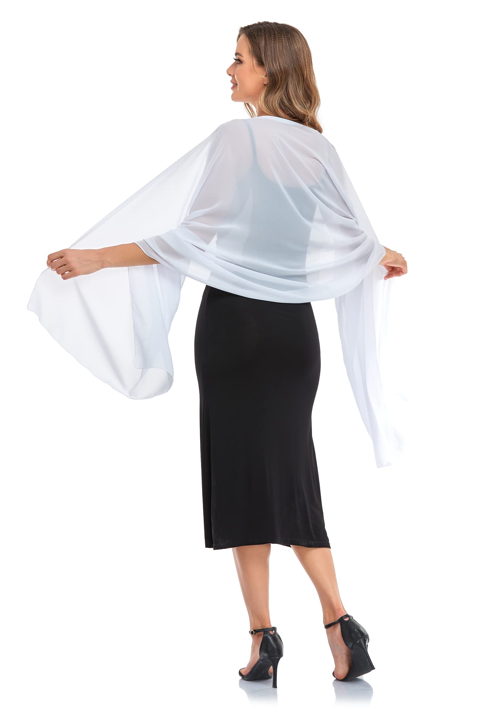 Elegant Sheer Chiffon Shawl Wrap for Women - Soft Silky Bridal Scarf for Wedding & Evening Dresses | Perfect for Formal Events, Date Nights & Special Occasions