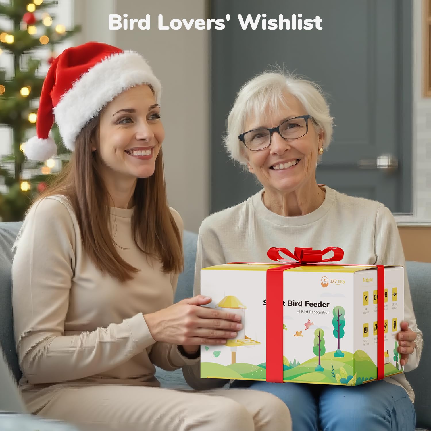 Dzees Smart Bird Feeder with Camera - Solar Powered AI Bird Identification, 32GB Storage, HD Video Capture & Instant Alerts | Perfect for Backyard Bird Watching, Nature Lovers & Unique Family Gifts