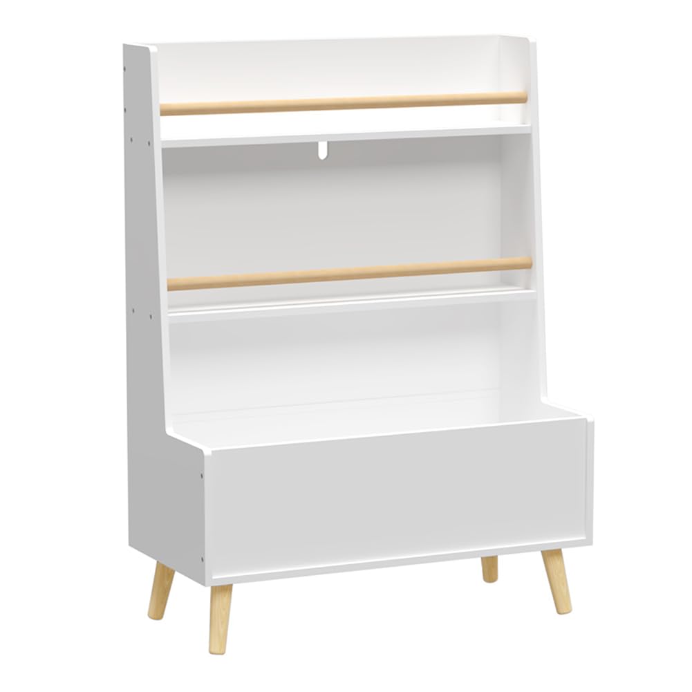**CuisinSmart 3-Tier Wooden Kids Bookshelf & Toy Organizer with Legs – Sturdy Children's Bookcase for Bedroom, Playroom, Nursery & Classroom – White (Perfect for Organizing Books, Toys & Learning Supplies)**