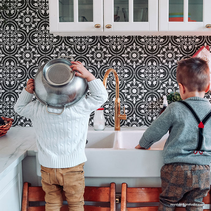 Palladium Tile Stencil - Reusable DIY Floor & Wall Stencil for Geometric Patterns - Perfect for Home Decor, Bathroom, Kitchen & Backsplash Projects