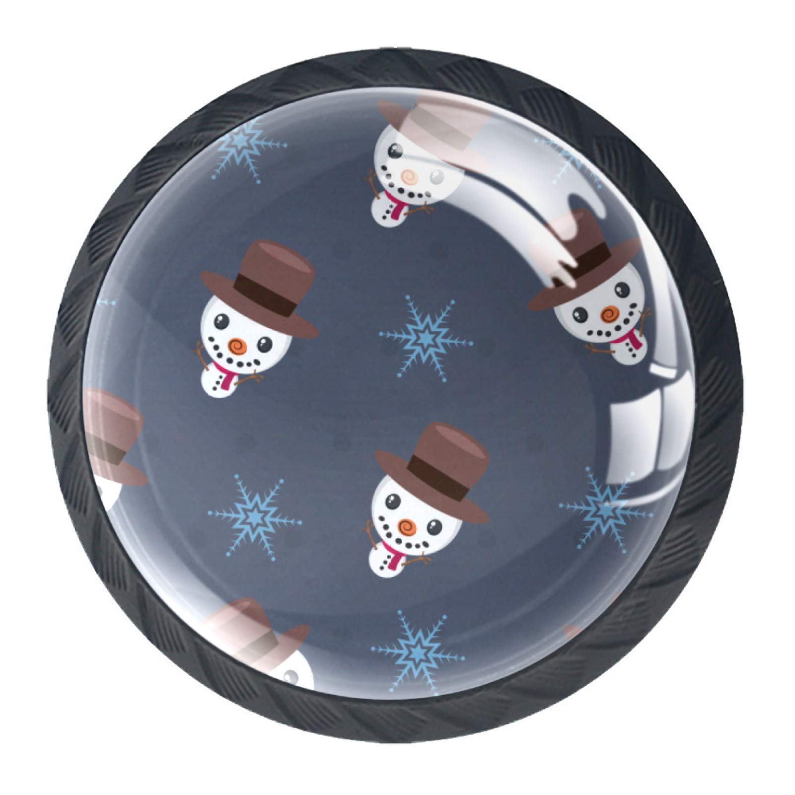 4 Pack Snowman Cabinet Knobs - Cute Round Drawer Pulls for Kitchen, Cupboard, Dresser & Bookcase - Charming Home Decor for Winter & Christmas Season