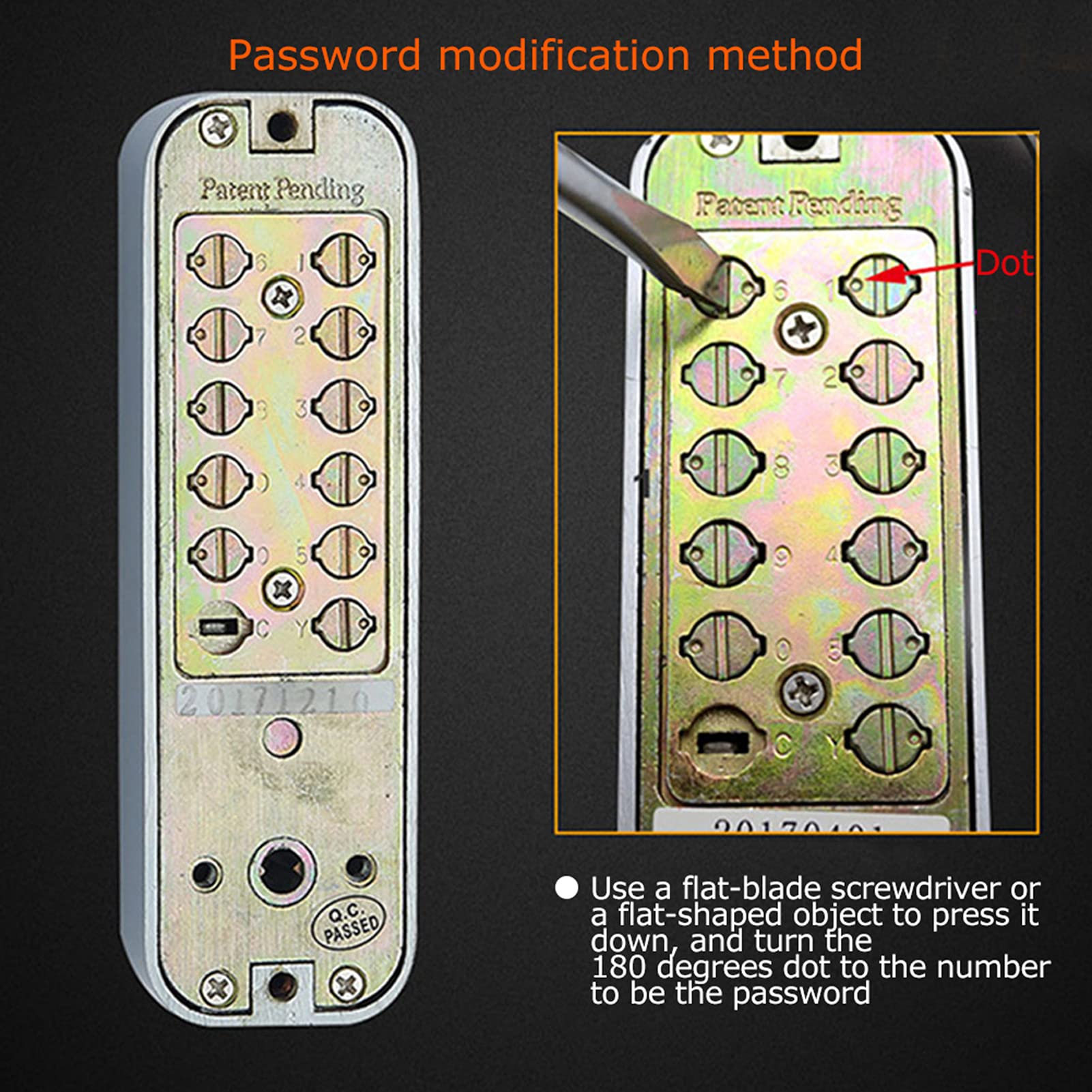 Double Sided Mechanical Door Lock with Keys - Secure Outdoor Password Lock, Easy Installation Deadbolt for Home Security | Front Door, Back Door & Garage Use