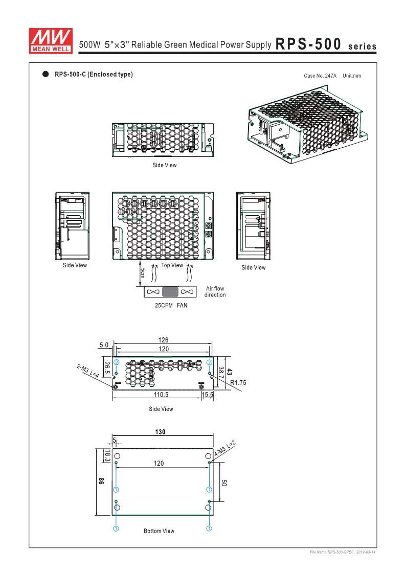 Mean Well RPS-500-24 24V 21A 500W Power Supply - 5