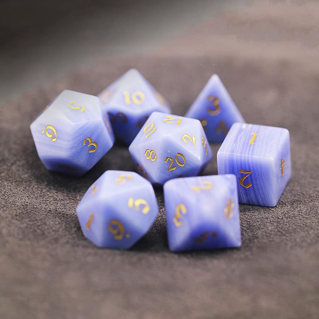 LANGWEI D&D Dice Set - 7-Piece Pretty Purple Agate Polyhedral Dice for Tabletop RPG Games, Dungeons & Dragons, TRPG, Pathfinder | Perfect for Role Playing Adventures & Creative Gifts