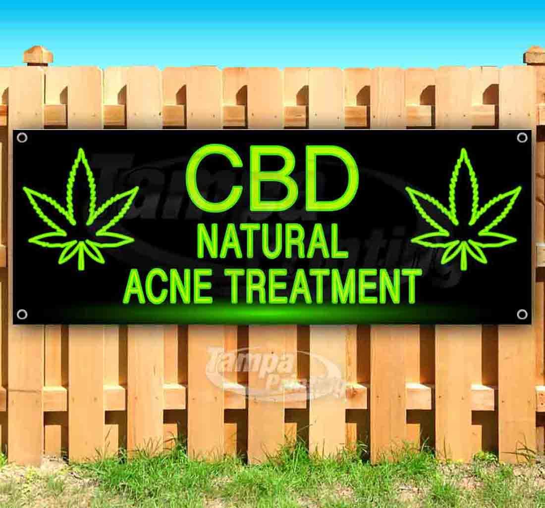 Natural CBD Acne Treatment Cream - 13 oz | Heavy-Duty Vinyl Banner with Metal Grommets | Non-Fabric | Perfect for Trade Shows, Events & Outdoor Advertising