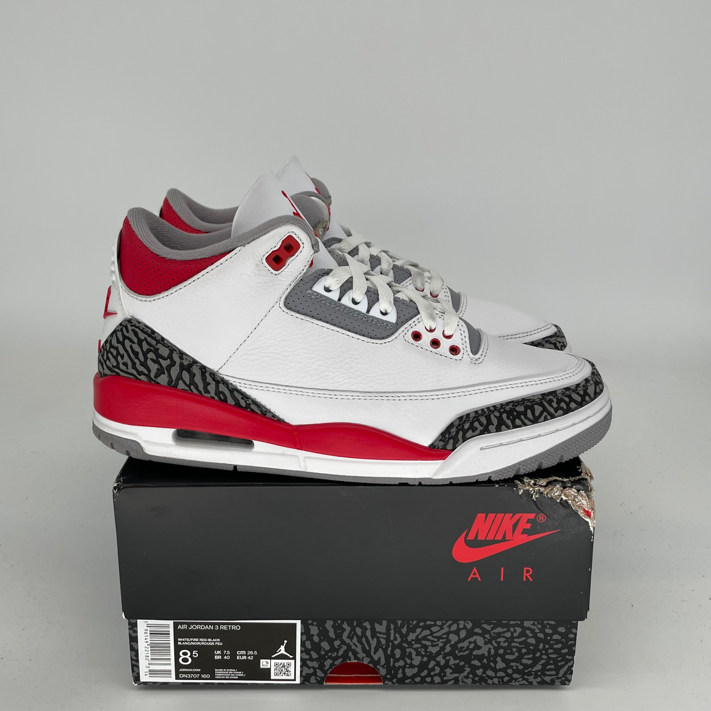 AIR JORDAN 3 Retro Fire Red Men's Basketball Shoes Size 8.5 DN3707-160 - Perfect for Streetwear & Court Performance