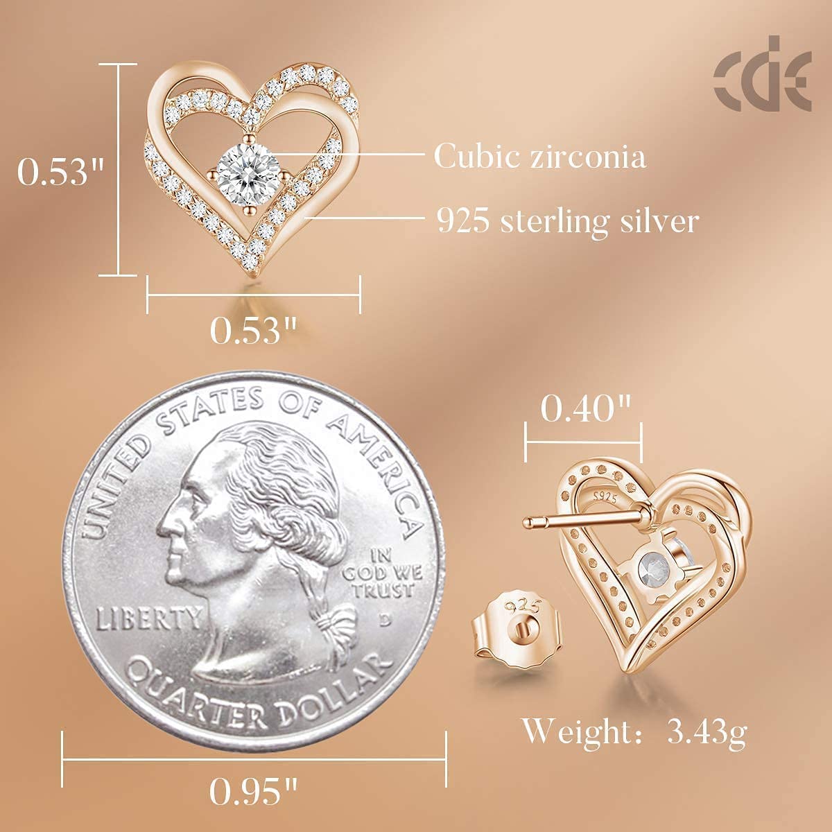 Forever Love Heart Necklace & Earrings Set - 925 Sterling Silver Rose Gold Plated Birthstone Jewelry for Women with 5A Cubic Zirconia | Valentine's Day Gift, Anniversary Present, Birthday Jewelry Set for Her | Perfect for Romantic Occasions, Date Nights and Special Celebrations
