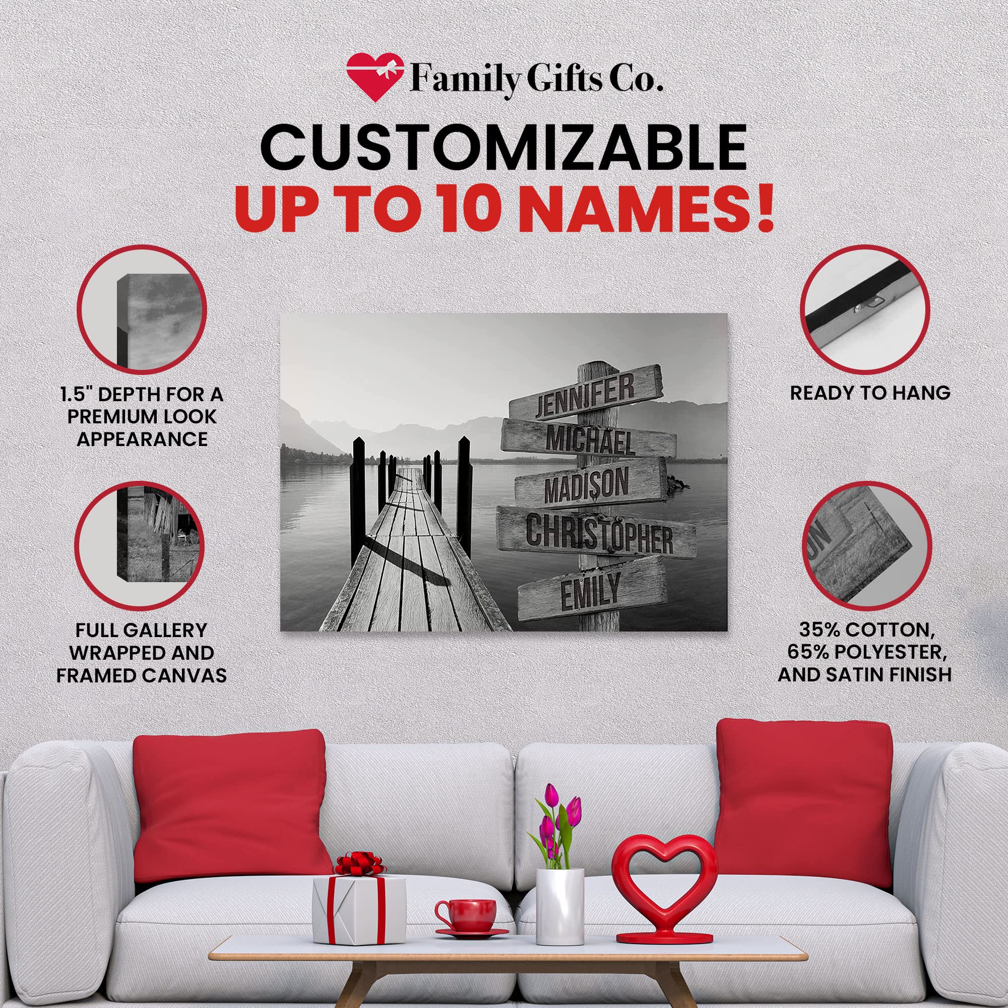Personalized Lake Dock Name Signs - Custom Family Home Decor Canvas Art (36