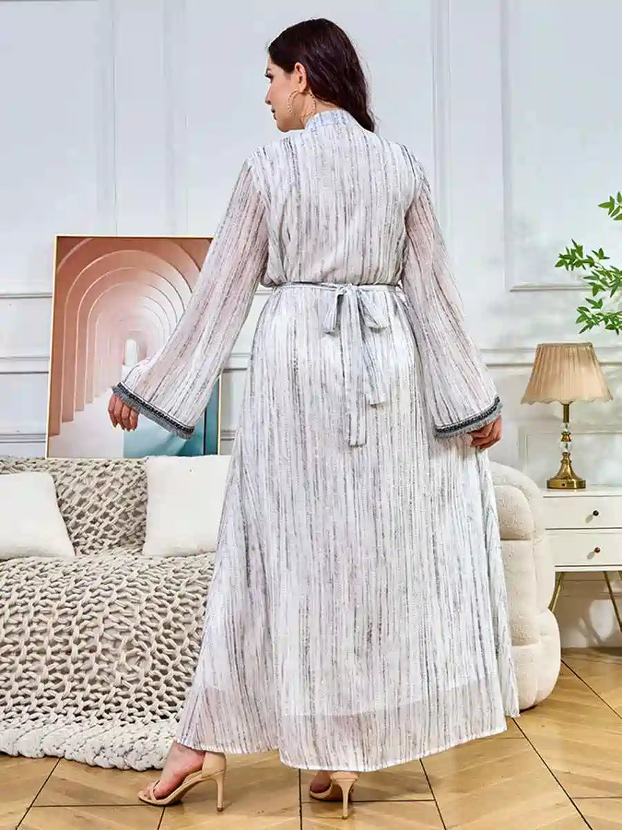 Hotfix Rhinestones Eid Caftan Kaftan Dress for Women - Elegant Long Sleeve Party Gown for Eid, Wedding, and Special Occasions #25392