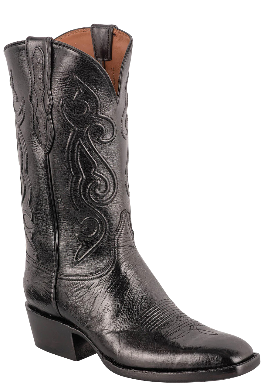 Premium Black Jack Exclusive Smooth Ostrich Cowboy Boots for Men - Handcrafted Genuine Leather Western Boots with Comfortable Fit - Perfect for Rodeo, Country Dancing & Western Fashion