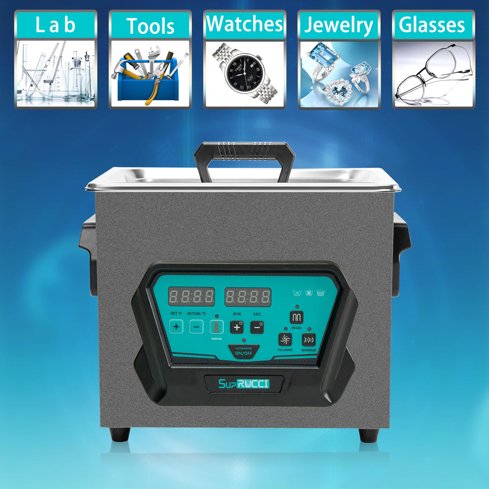 3L 120W Ultrasonic Cleaner with Heater & Timer - Professional Ultrasonic Cleaning Machine for Jewelry, Tools, Carburetors, 3D Printed Resin Parts - Perfect for Home Workshops, Dental Labs & Industrial Use (0.8 Gallon Capacity)