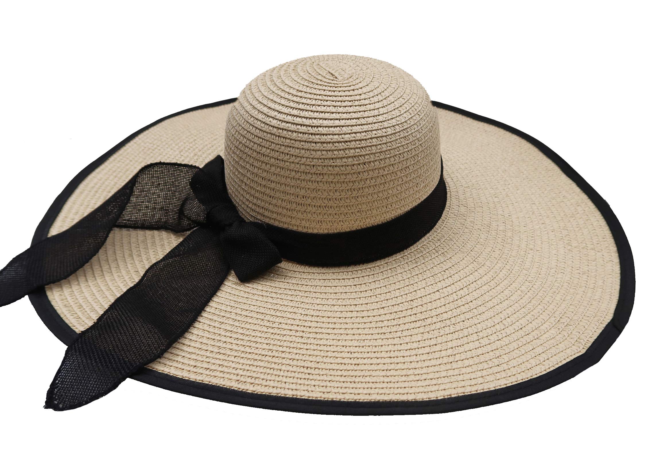 Women's Wide Brim Straw Sun Hat - UPF 50+ UV Protection Foldable Beach Hat for Summer, Vacation, Pool Party & Outdoor Activities