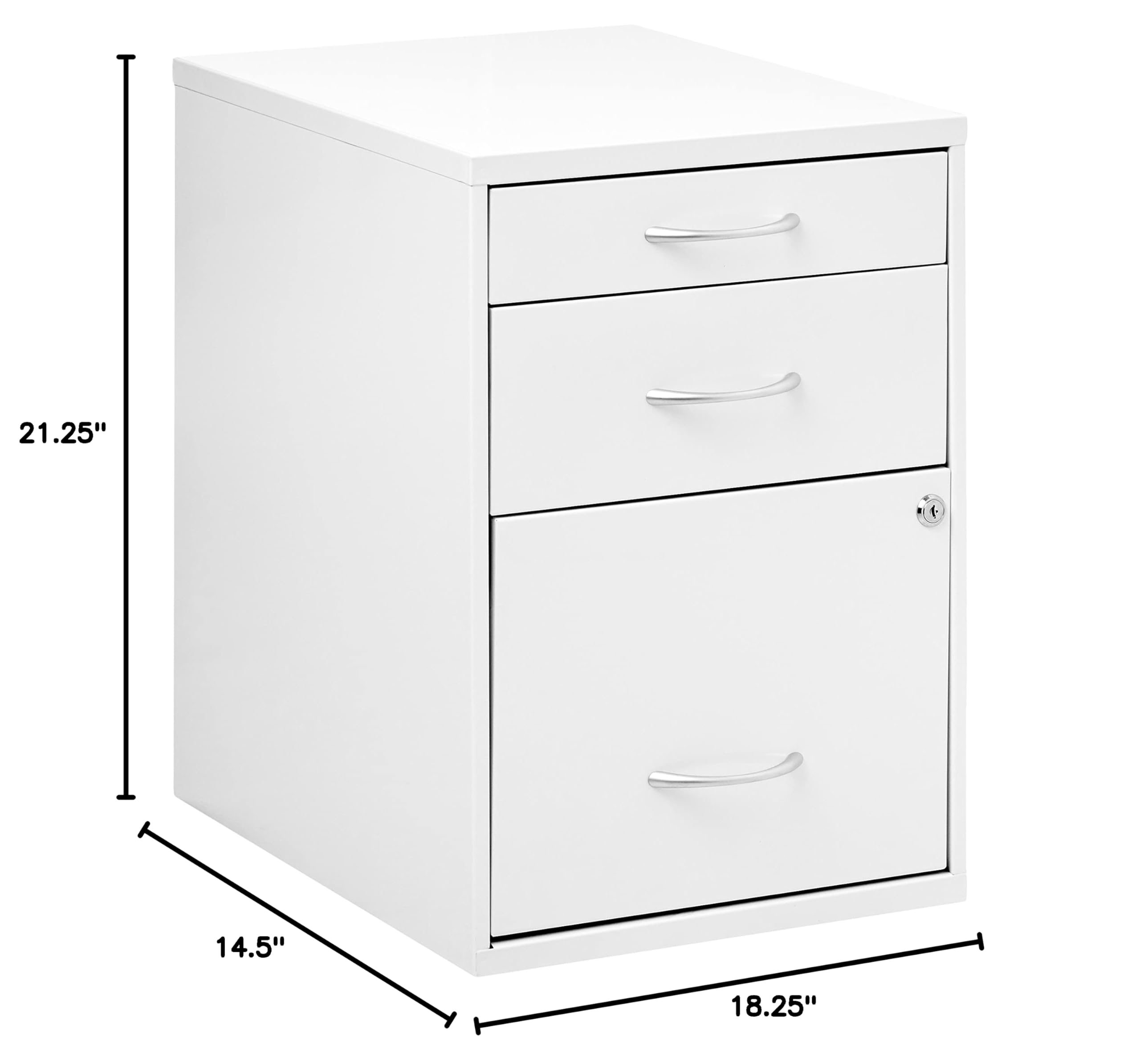 OSP Heavy Duty 3-Drawer Metal File Cabinet - White Office Storage for Letter/Legal Files & Supplies | Perfect for Home Office, School & Business Organization