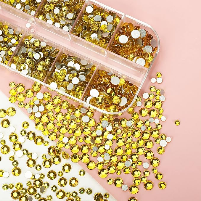 Lemon Yellow Rhinestones for Makeup & Nail Art – Perfect for DIY Jewelry, Costume Accessories, and Craft Projects