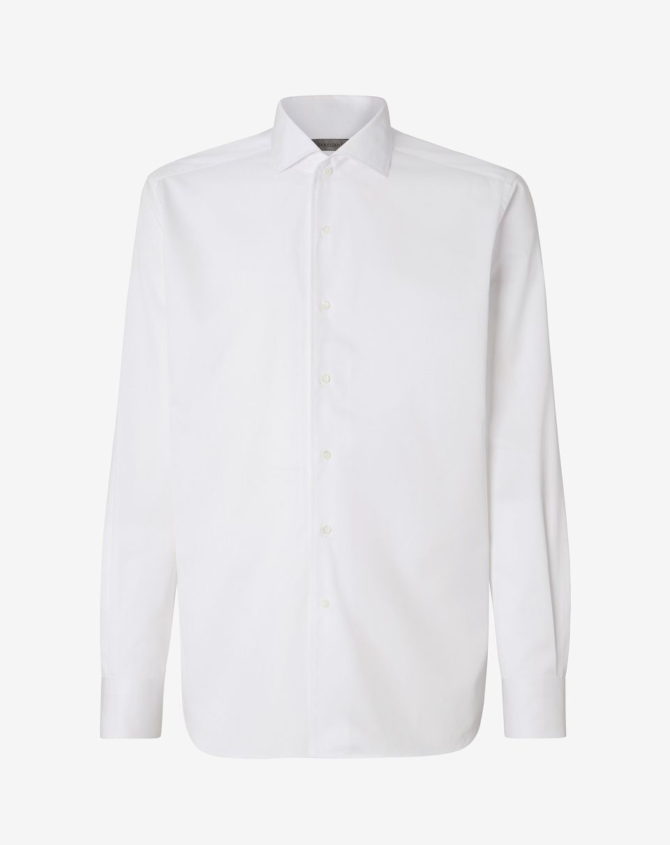 Corneliani Premium White Fine Twill Dress Shirt for Men | Business & Formal Wear | Office, Wedding & Special Occasions
