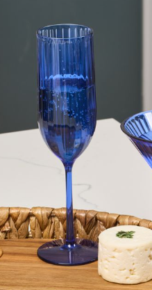 Modern Tall Champagne Glasses - Set of 8 Oz Cobalt Blue Crystal Flutes for Wedding, Party & Special Occasions