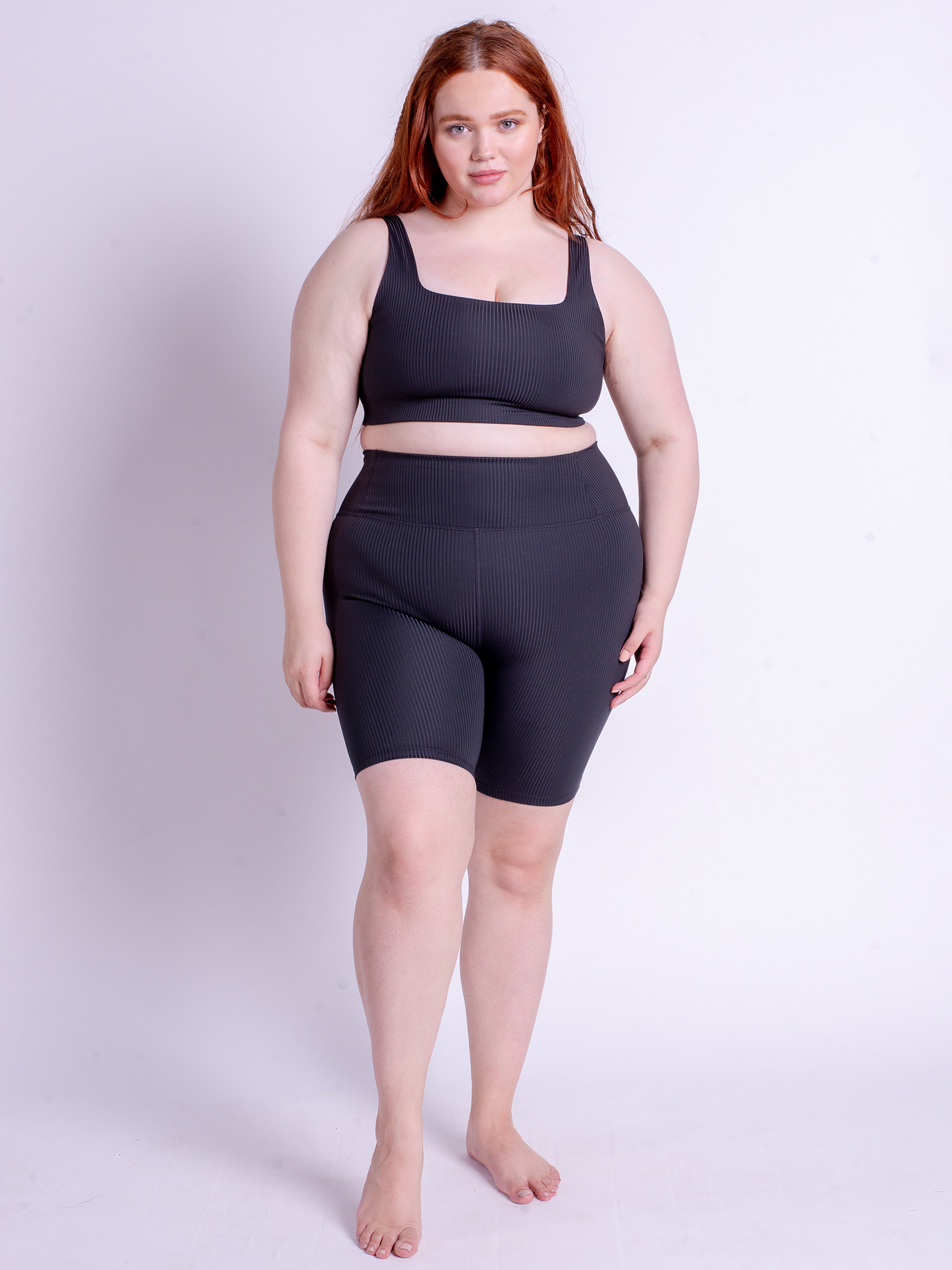 Girlfriend Collective High-Waisted Compressive Rib Bike Shorts for Women - Black | Workout, Running, Yoga & Cycling | Comfortable & Supportive Activewear